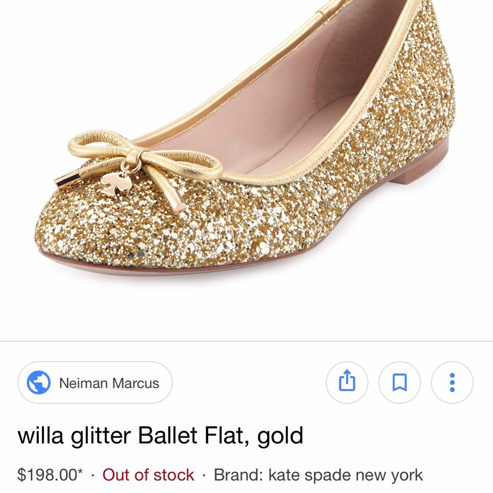 Barely used, Kate Spade gold ballerina flats.